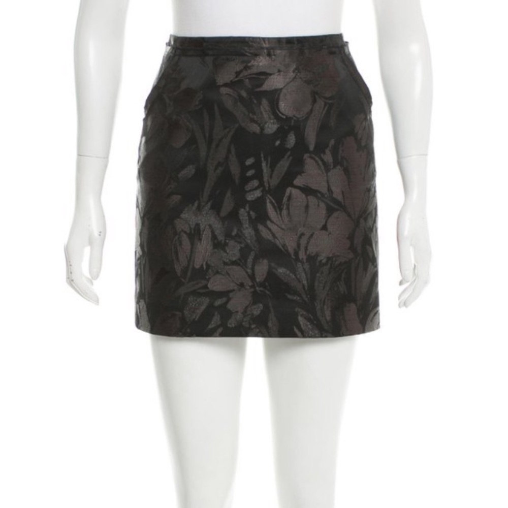 Black floral jacquard Vera Wang mini skirt